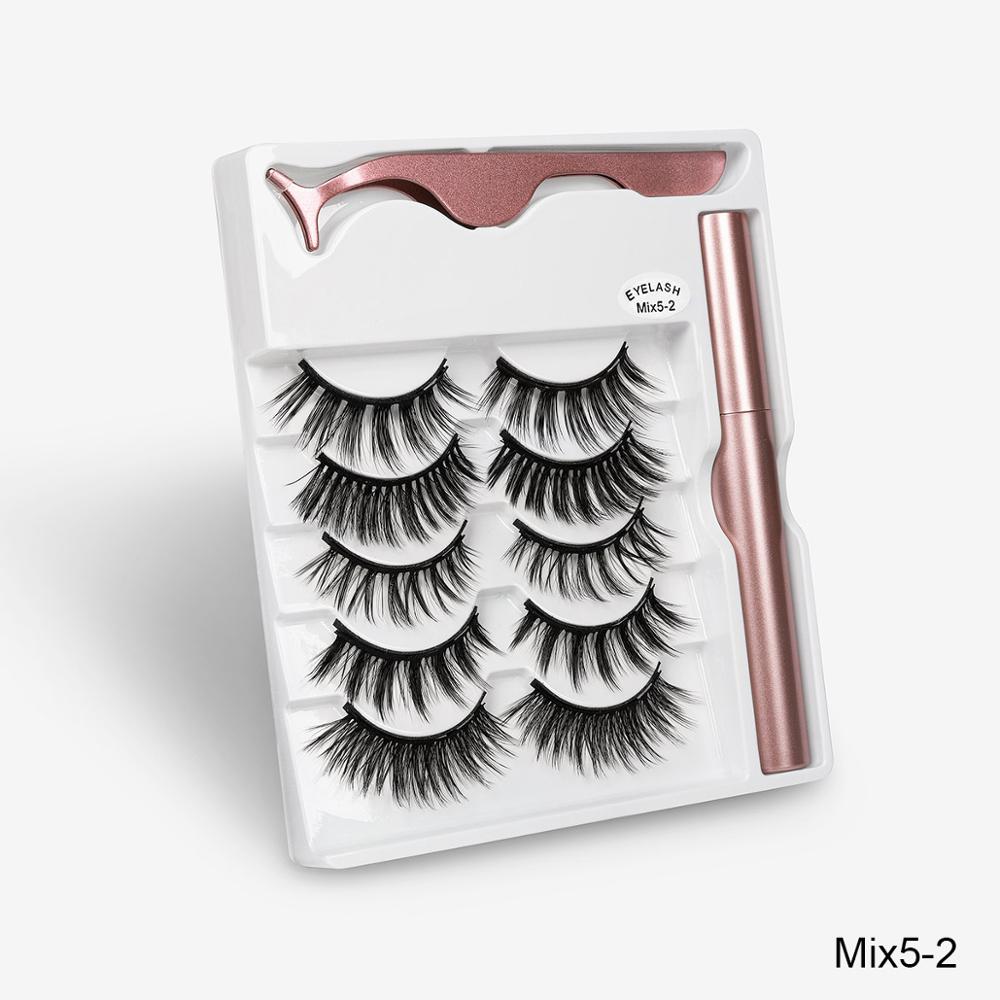5 Pairs Magnetic Eyelashes Natural long Magnetic Eyeliner Magnetic False Eyelashes Tweezer Set Makeup Set Eyelash Extension eprolo