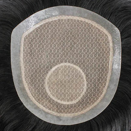 Cuir chevelu biologique Perruque Hommes Réédition Pièce Aiguille À Main Légère Et Respirante Pleine Main Tissée Cheveux Humains Pièce De Perruque - Afrotix