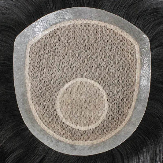 Cuir chevelu biologique Perruque Hommes Réédition Pièce Aiguille À Main Légère Et Respirante Pleine Main Tissée Cheveux Humains Pièce De Perruque - Afrotix