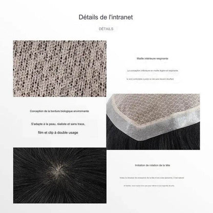 Cuir chevelu biologique Perruque Hommes Réédition Pièce Aiguille À Main Légère Et Respirante Pleine Main Tissée Cheveux Humains Pièce De Perruque - Afrotix