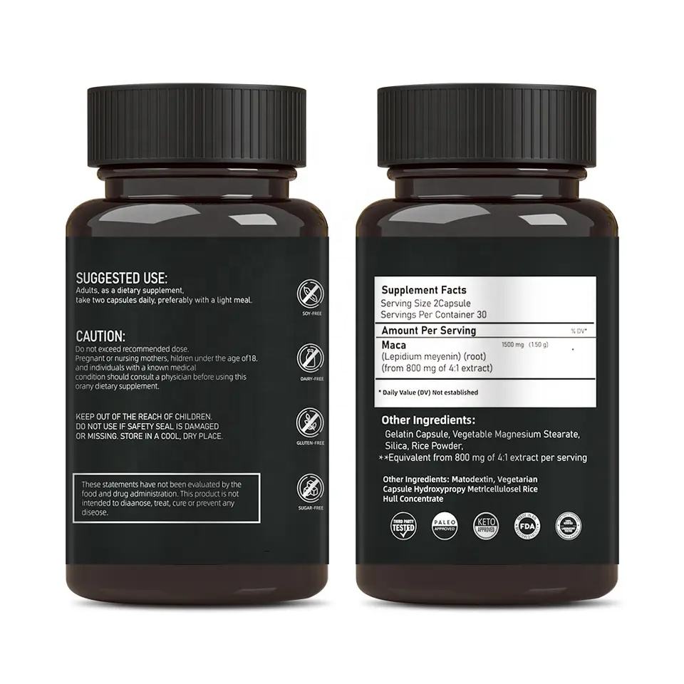 Maca Capsules  root herbal supplement maca extract energy stamina maca root extract capsules eprolo