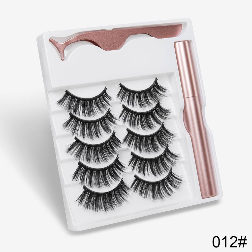 5 Pairs Magnetic Eyelashes Natural long Magnetic Eyeliner Magnetic False Eyelashes Tweezer Set Makeup Set Eyelash Extension eprolo