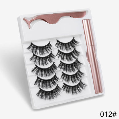 5 Pairs Magnetic Eyelashes Natural long Magnetic Eyeliner Magnetic False Eyelashes Tweezer Set Makeup Set Eyelash Extension eprolo