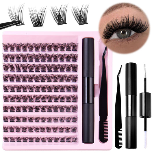 Kit de extensiones de pestañas DIY: kit privado con extensiones, pegamento y pinzas