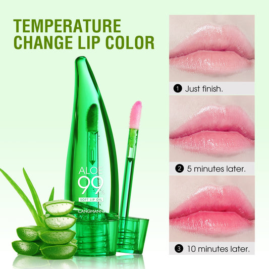 langmannni  Aloe vera lip gloss, temperature-sensitive color-changing lip glaze, moisturizing and protective lipstick, lip oil eprolo