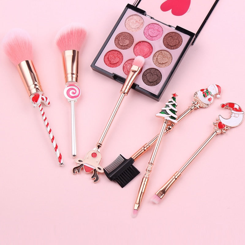 Christmas Makeup Brushes Set Soft Synthetic Hair Cosmetic Eyeliner Foundation Powder Blending Eye Shadow Makeup Tools eprolo