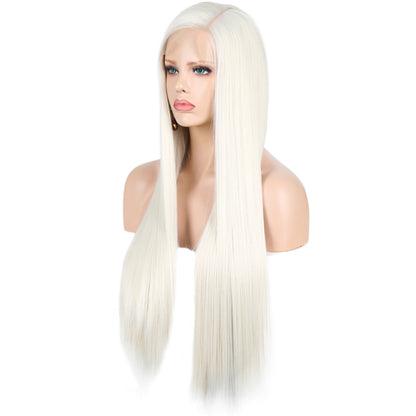 13*2. 60# Chemical Fiber Front Lace Wig Headgear Long Straight Hair Natural Hairline Wig eprolo
