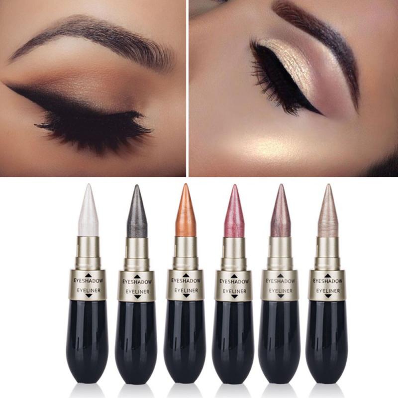 Creative Double-end Eyeshadow Black Eyeliner Pencil Waterproof 6 Colors Pigment Shimmer Glitter Smokey Eye Makeup Tool HOT TSLM2 eprolo