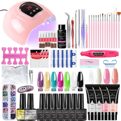 Poly nail Gel Kit With 54W UV Lamp - Afrotix