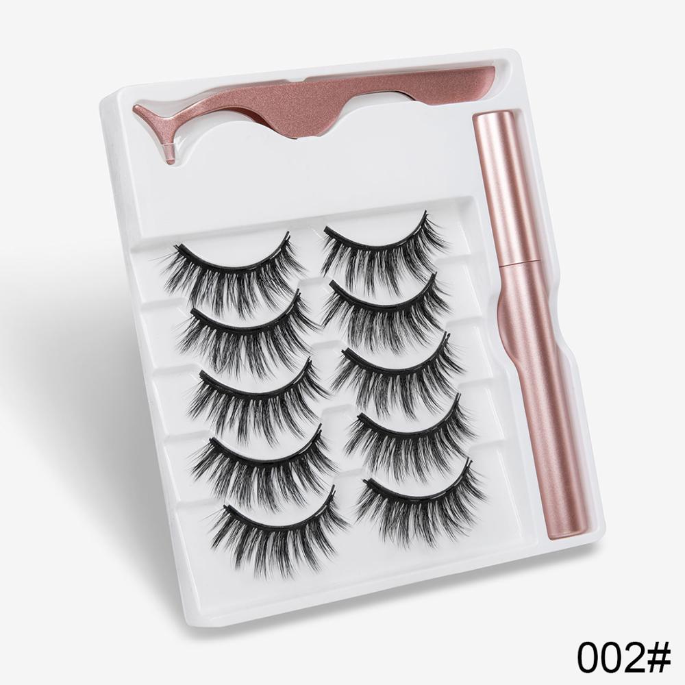 5 Pairs Magnetic Eyelashes Natural long Magnetic Eyeliner Magnetic False Eyelashes Tweezer Set Makeup Set Eyelash Extension eprolo