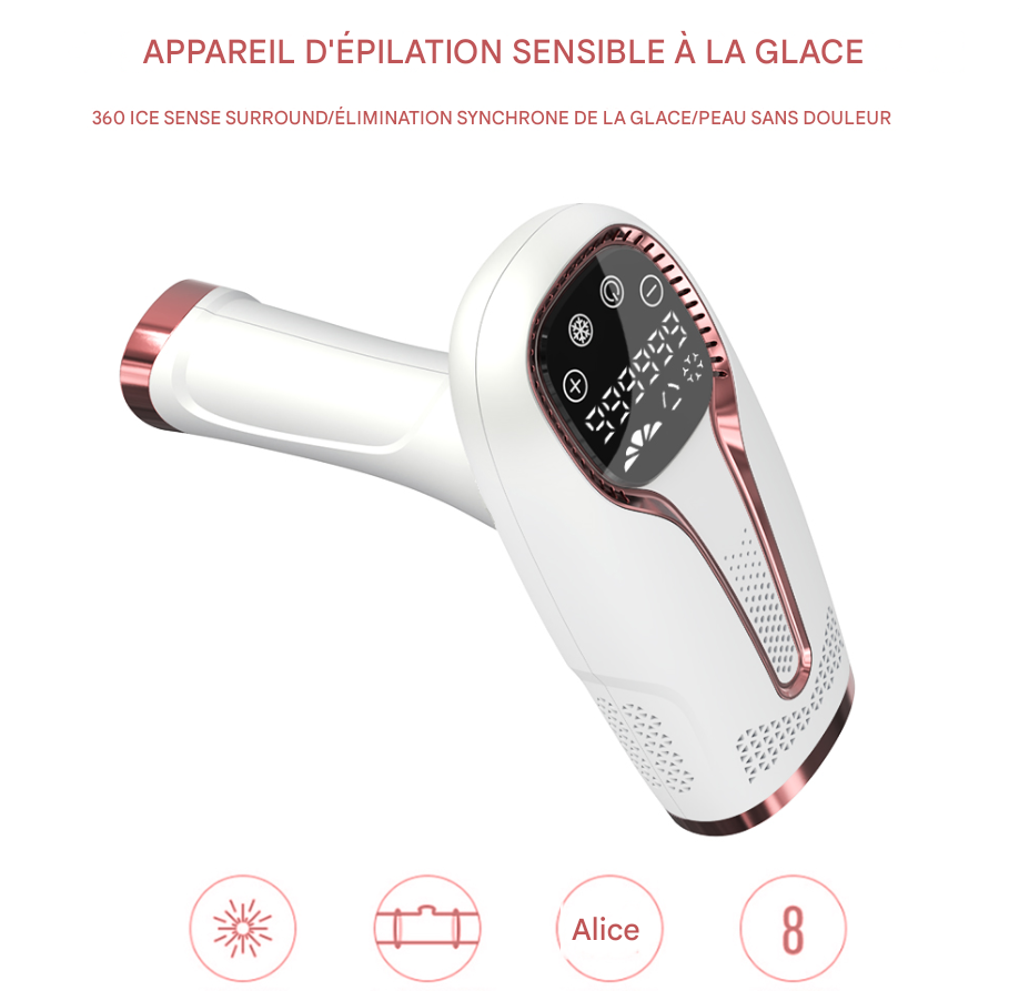 Appareil d'Épilation Laser à Main pour Femmes - Dispositif d'Épilation à Domicile IPL, Photorajeunissement, Épilation Sans Douleur,