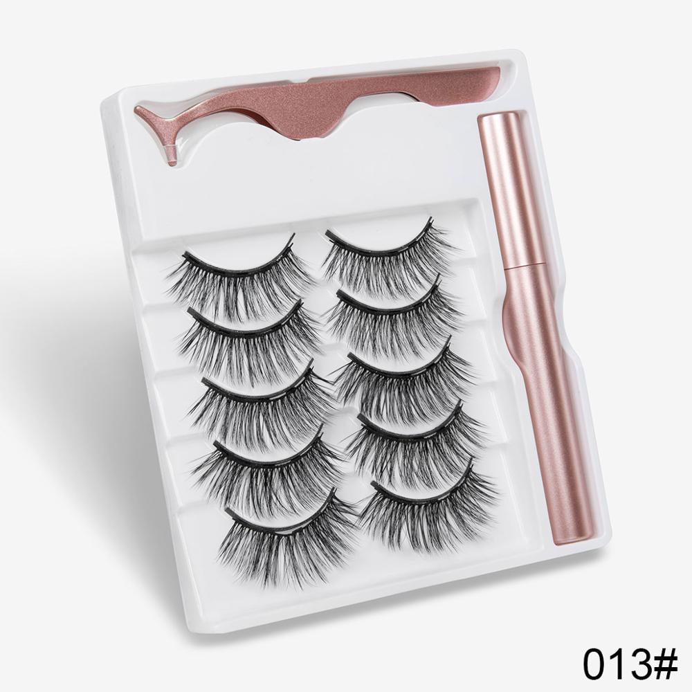 5 Pairs Magnetic Eyelashes Natural long Magnetic Eyeliner Magnetic False Eyelashes Tweezer Set Makeup Set Eyelash Extension eprolo