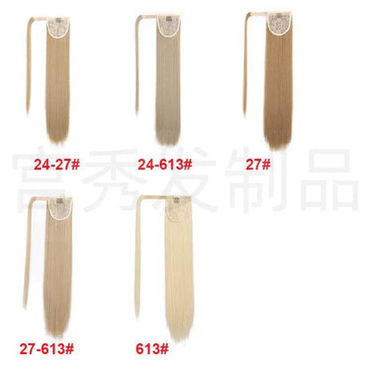 European And American Wig Ponytail Straight Hair Hair Extension Velcro Chemical Fiber Ponytail Female Fake Discovery Ponytail Hair - Afrotix
