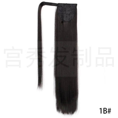 European And American Wig Ponytail Straight Hair Hair Extension Velcro Chemical Fiber Ponytail Female Fake Discovery Ponytail Hair - Afrotix