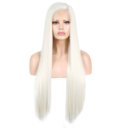 13*2. 60# Chemical Fiber Front Lace Wig Headgear Long Straight Hair Natural Hairline Wig eprolo