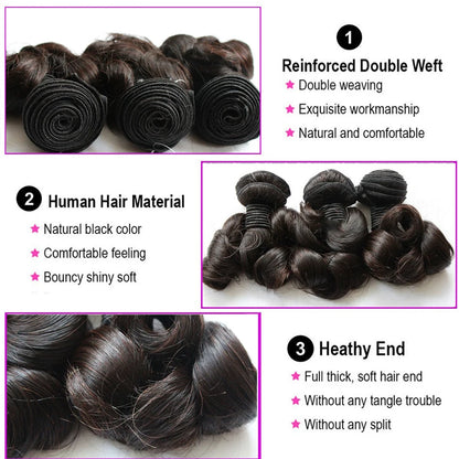 Brésiliens Remy bouclés et rebondissants, double tissage