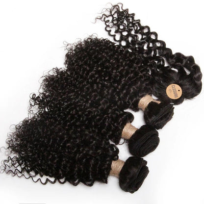 Extensions de cheveux crépus bouclés avec fermeture, cheveux indiens