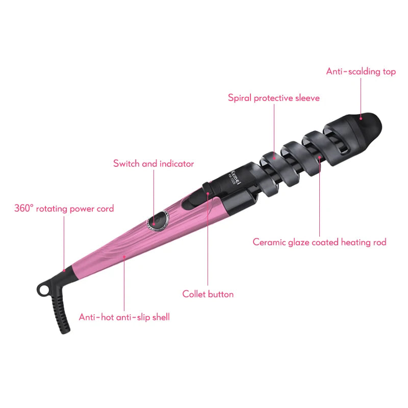 Magic Pro Hair Curlers Electric Curl Ceramic Spiral Hair Curling Iron Wand Salon Hair Styling Tools  Hair Wand Curler Iron eprolo