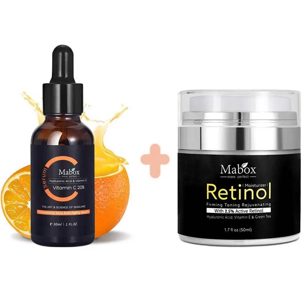 Rétinol + Sérum Blanchissant à la Vitamine C et Crème Visage Blanchissante - Afrotix