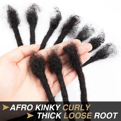 Handmade 100% Real Human Hair Dreadlock Extensions 10-30 Locs 0.6cm Width 613 27 Black Crochet Braiding Hair For Afro Women Men - Afrotix