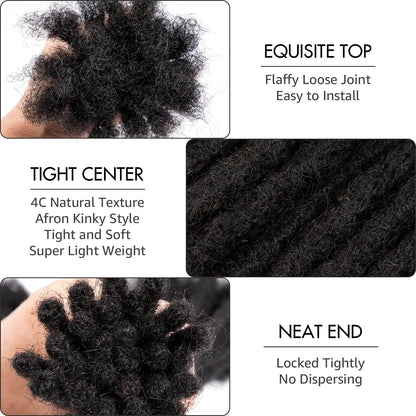 Handmade 100% Real Human Hair Dreadlock Extensions 10-30 Locs 0.6cm Width 613 27 Black Crochet Braiding Hair For Afro Women Men - Afrotix