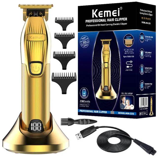 Kemei Professional Hair Trimmer For Men Electric Shaver Beard & Hair Clipper Rechargeable Haircut Machine For Barber Salon Home - Afrotix