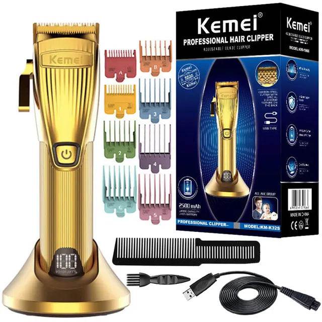 Kemei Professional Hair Trimmer For Men Electric Shaver Beard & Hair Clipper Rechargeable Haircut Machine For Barber Salon Home - Afrotix