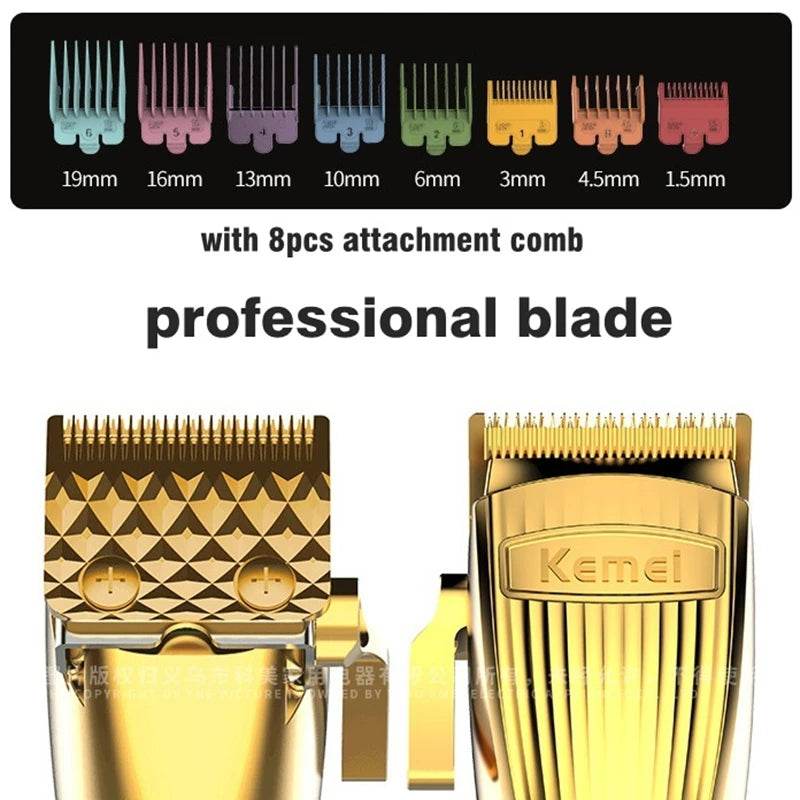 Kemei Professional Hair Trimmer For Men Electric Shaver Beard & Hair Clipper Rechargeable Haircut Machine For Barber Salon Home - Afrotix