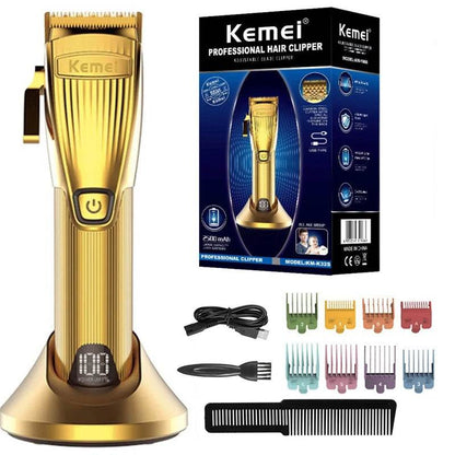 Kemei Professional Hair Trimmer For Men Electric Shaver Beard & Hair Clipper Rechargeable Haircut Machine For Barber Salon Home - Afrotix