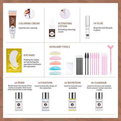 Lash Lift and Tint Kit Semi-permanent Brow 2 Colors Professional Brow Lamination Eyelash Lifting Perming Eyelash Eyebrow Makeup - Afrotix