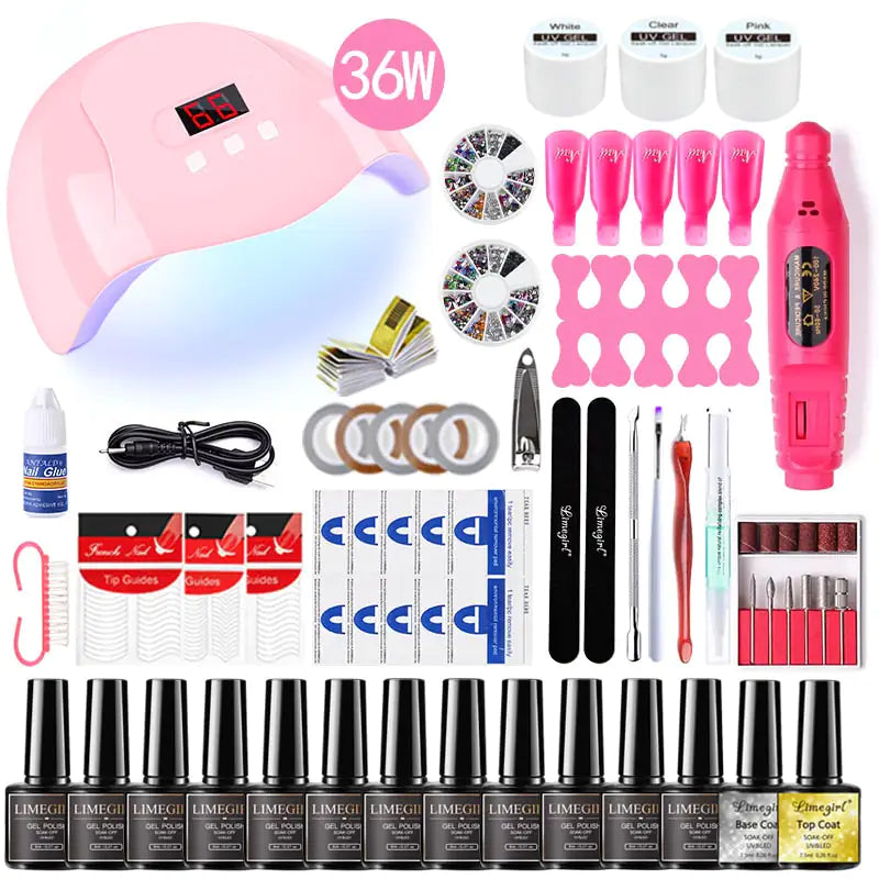 Poly nail Gel Kit With 54W UV Lamp - Afrotix
