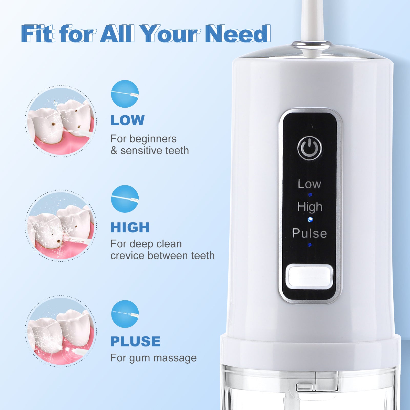 Electric Dental Irrigator With 4 Nozzles, 3 Levels, Portable Water Flosser For Teeth Cleaning, Removes Stains And Plaque, Dental Cleaner, Water Flosser For Gum Care