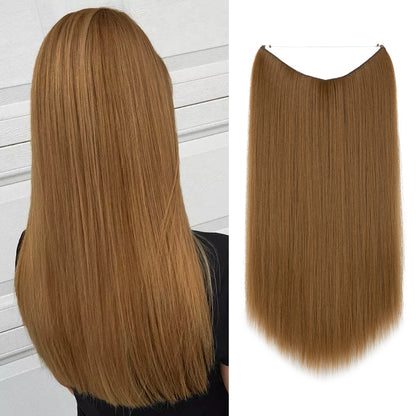 Wigs Women&#039;s Natural Wigs, One-piece Long Straight Hair, High-temperature Silk Fish Line Hair Extensions Afrotix
