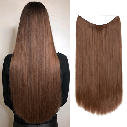 Wigs Women&#039;s Natural Wigs, One-piece Long Straight Hair, High-temperature Silk Fish Line Hair Extensions - Afrotix #