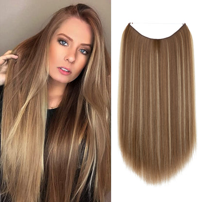 Wigs Women&#039;s Natural Wigs, One-piece Long Straight Hair, High-temperature Silk Fish Line Hair Extensions - Afrotix #