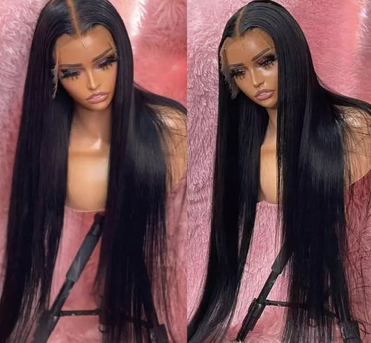 Xuchang Real Hair Wig Lace Wig Full Headgear 13x4HD Black Long Straight Front Lace Headgear Real Hair Wig Generation Hair