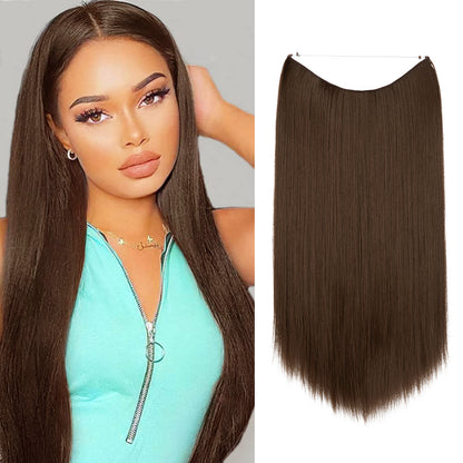Wigs Women&#039;s Natural Wigs, One-piece Long Straight Hair, High-temperature Silk Fish Line Hair Extensions Afrotix