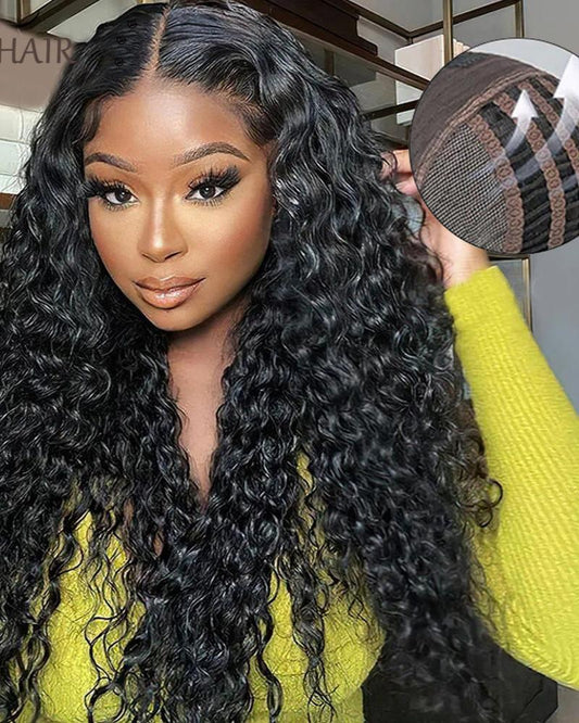 Air Mesh Cap Glueless Headgear Water Wave Wig Human Hair - Afrotix #
