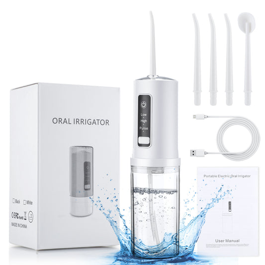 Electric Dental Irrigator With 4 Nozzles, 3 Levels, Portable Water Flosser For Teeth Cleaning, Removes Stains And Plaque, Dental Cleaner, Water Flosser For Gum Care