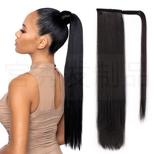 European And American Wig Ponytail Straight Hair Hair Extension Velcro Chemical Fiber Ponytail Female Fake Discovery Ponytail Hair - Afrotix