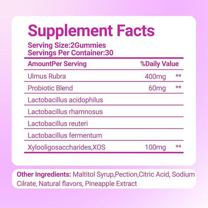 Pineapple Gummy Women's Ph Balance Girls' Probiotics Intestinal Health Immunity Prebiotics Lactobacillus Mixture