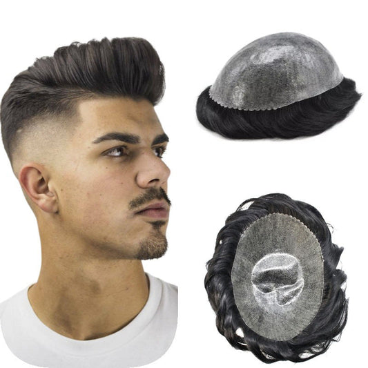 Men's Hairpiece For Export, Full Pu I Skin, Realistic And Natural, Breathable For Summer, Bald Head Mechanism, Top Hair Replacement Piece