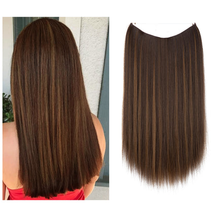 Wigs Women&#039;s Natural Wigs, One-piece Long Straight Hair, High-temperature Silk Fish Line Hair Extensions Afrotix