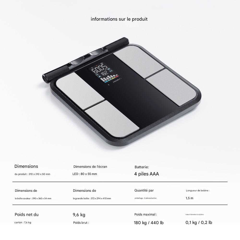 Balance Digitale Intelligente à Écran Couleur VA – 8 Électrodes – Bluetooth - Afrotix