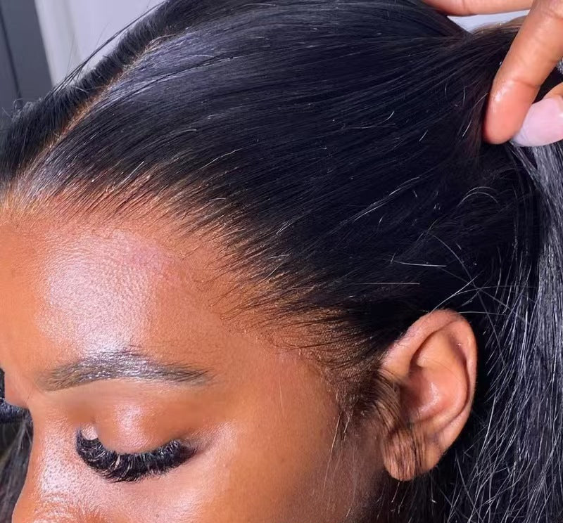 Xuchang Real Hair Wig Lace Wig Full Headgear 13x4HD Black Long Straight Front Lace Headgear Real Hair Wig Generation Hair