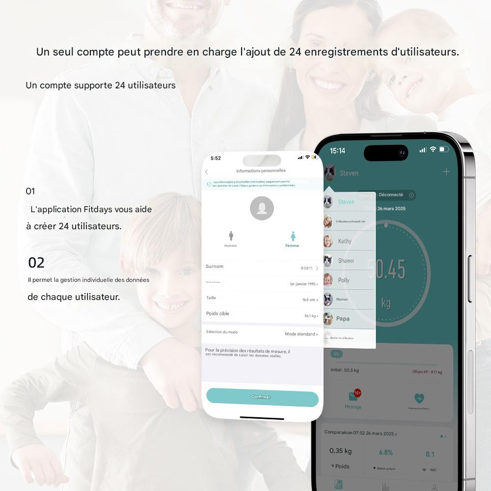 Balance Digitale Intelligente à Écran Couleur VA – 8 Électrodes – Bluetooth - Afrotix