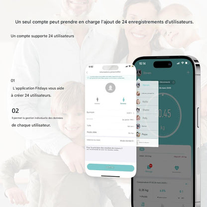 Balance Digitale Intelligente à Écran Couleur VA – 8 Électrodes – Bluetooth - Afrotix
