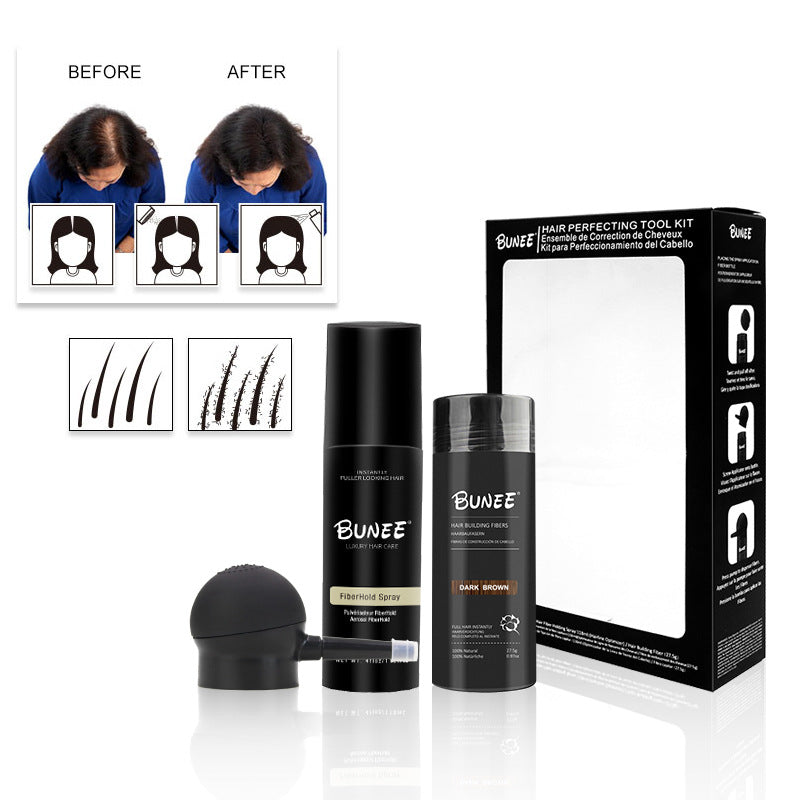 Dense Hair Fiber 27.5g Three-piece Set Of Water Hair Fiber Powder Viewing Angle Effect Thin Hair Replacement