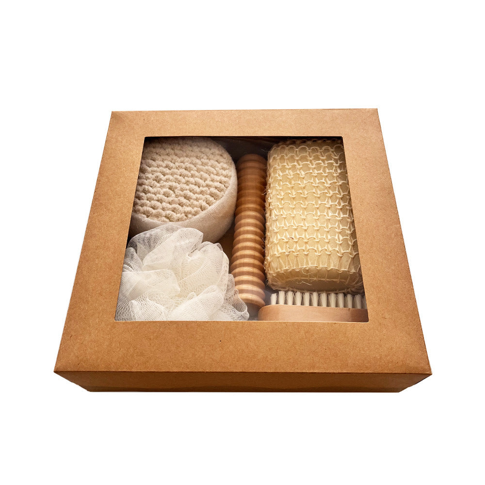 Cross-border Bath Suit Seven-piece Bath Towel Bath Brush Grinding Stone Sisal Bath Flower Suit Holiday Gift Box Gift