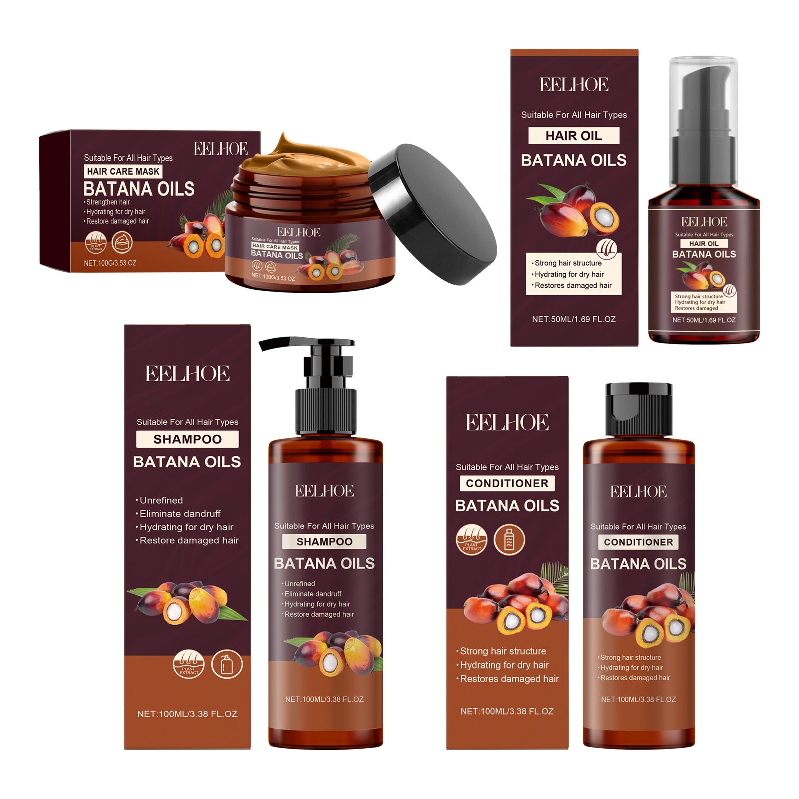 EELHOE Battana Hair Care Series Nourishing Repair Dry And Irritable Moisturizing Soft And Smooth Hair Care
